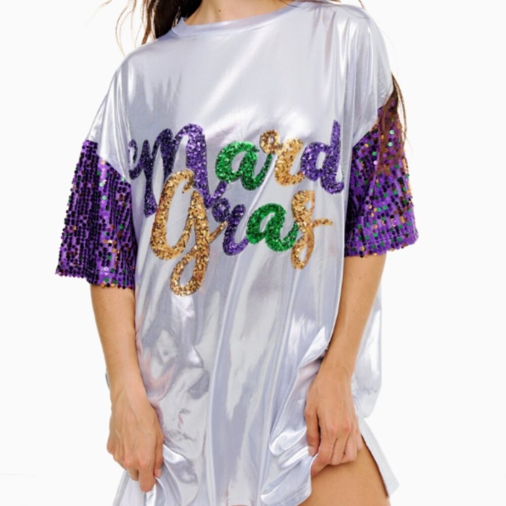 Mardi Gras Sequin Metallic Dress/Oversize Top
